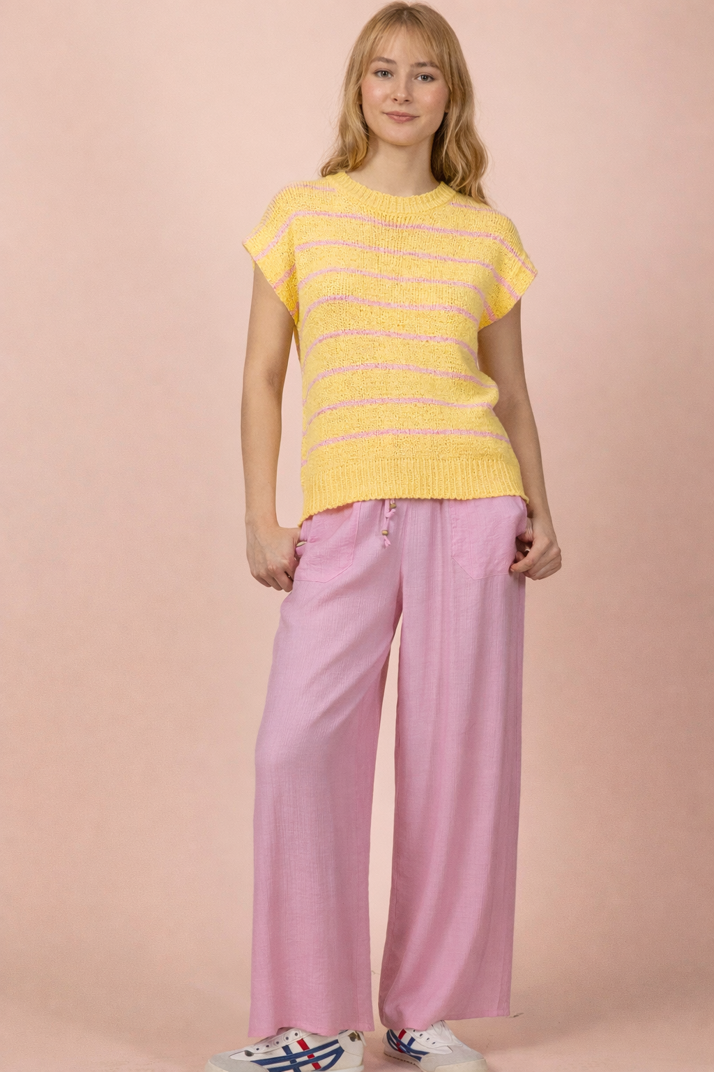 NP71047-Wide Leg Woven Pants