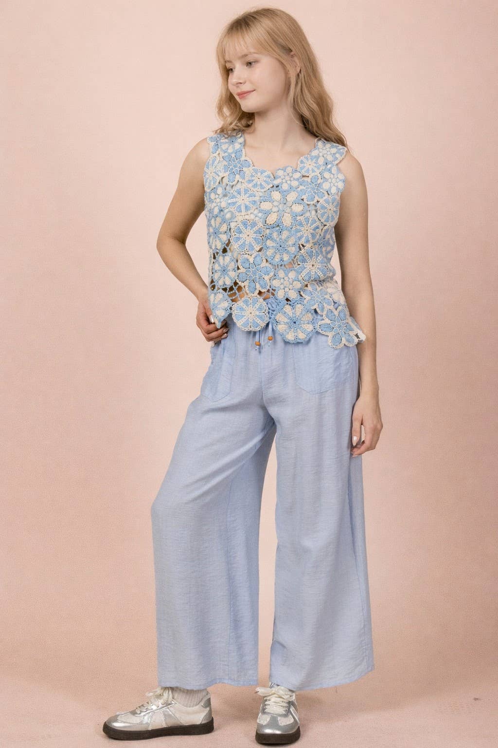 NP71047-Wide Leg Woven Pants