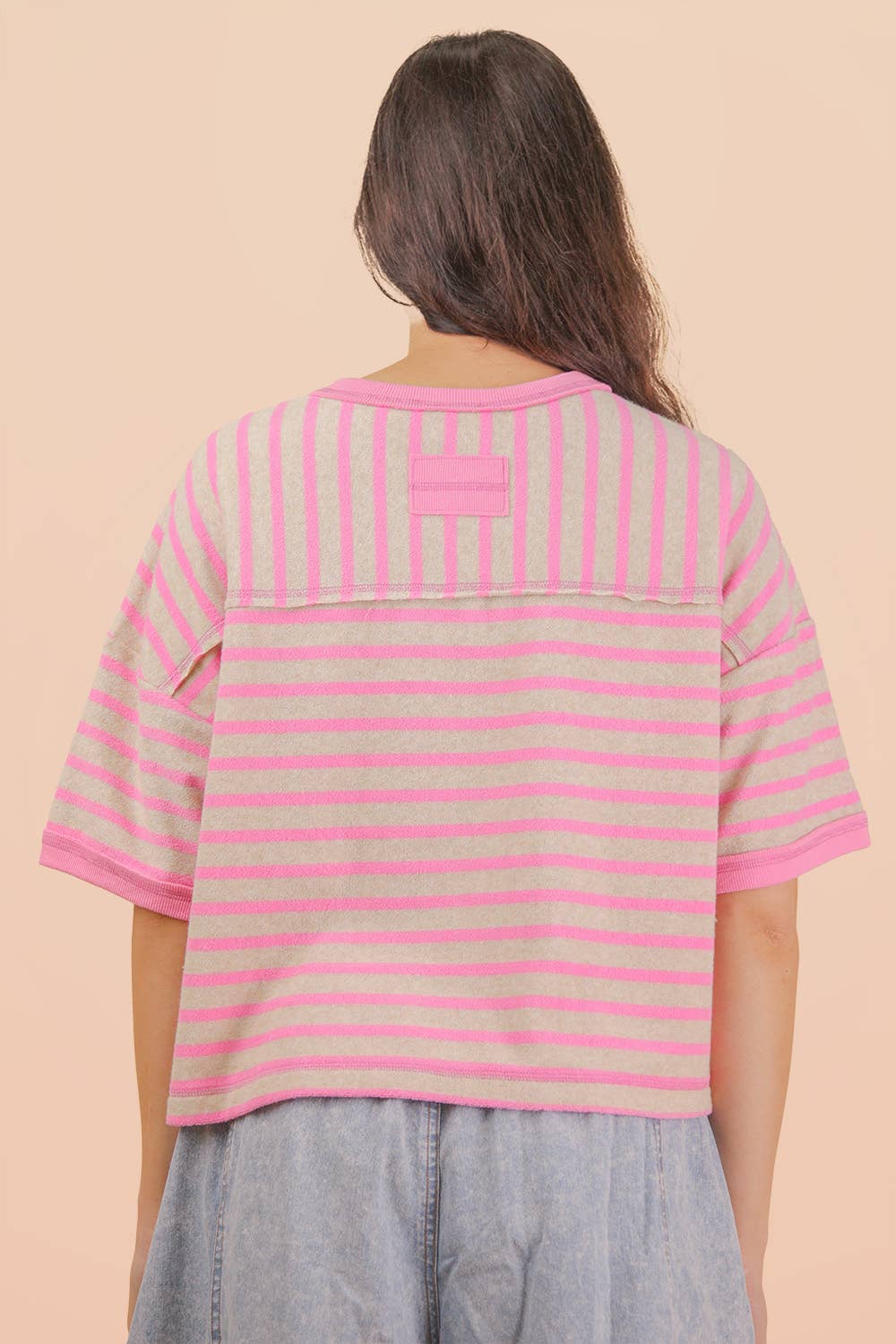 NT12210-Oversized Stripe Casual Comfy Knit Top