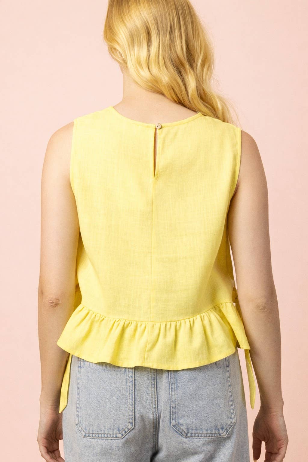 NT12128-Side Tie Detail Ruffled Top