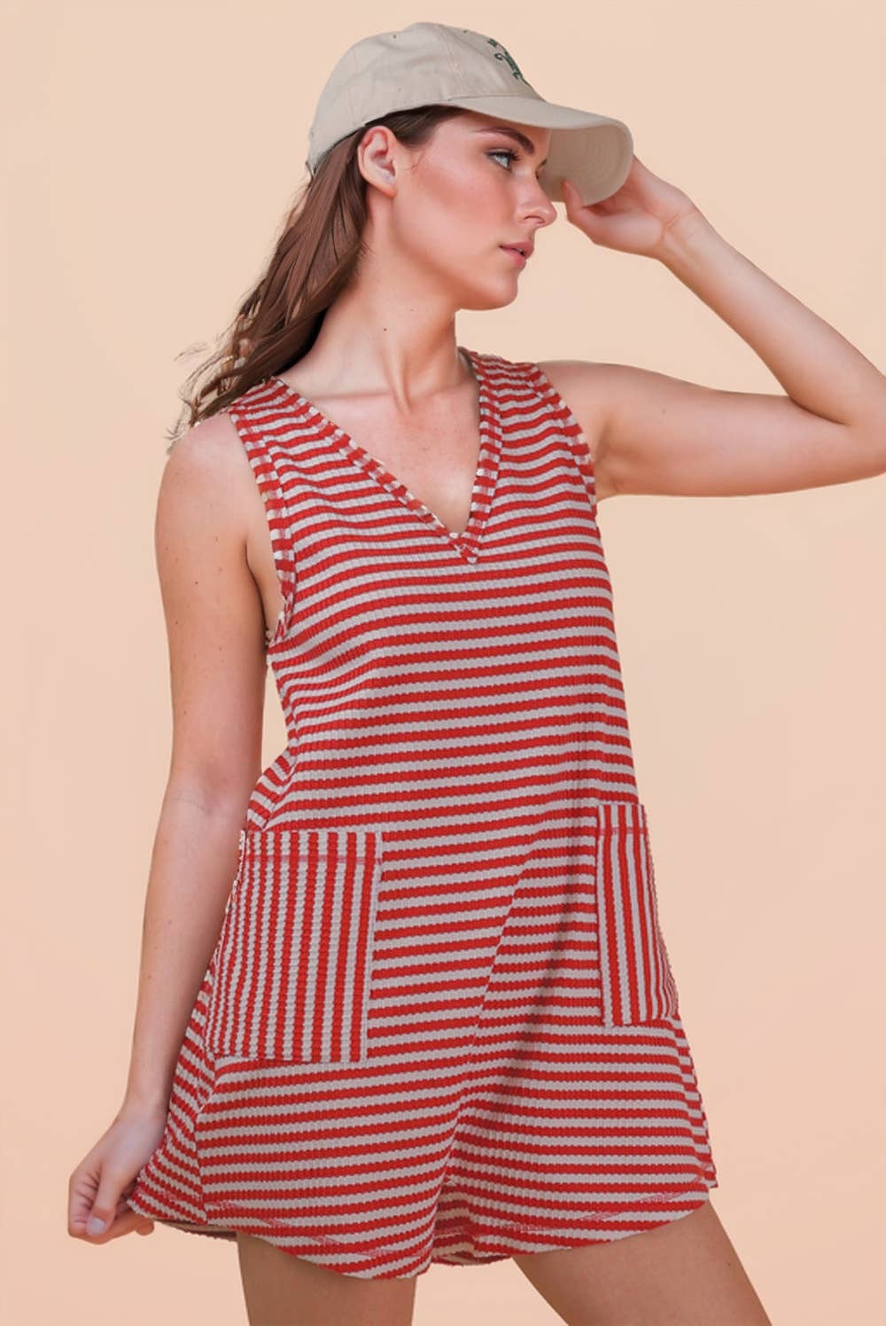 Striped Knit Casual Comfy Romper