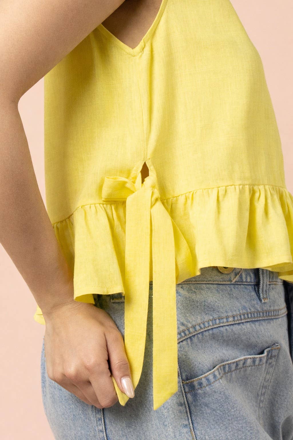 NT12128-Side Tie Detail Ruffled Top