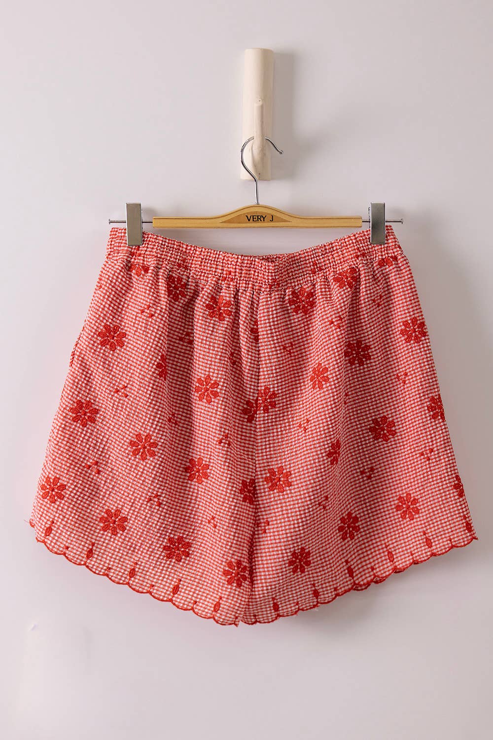 NT12482SET-Floral Embroidery Woven Top & Shorts Set