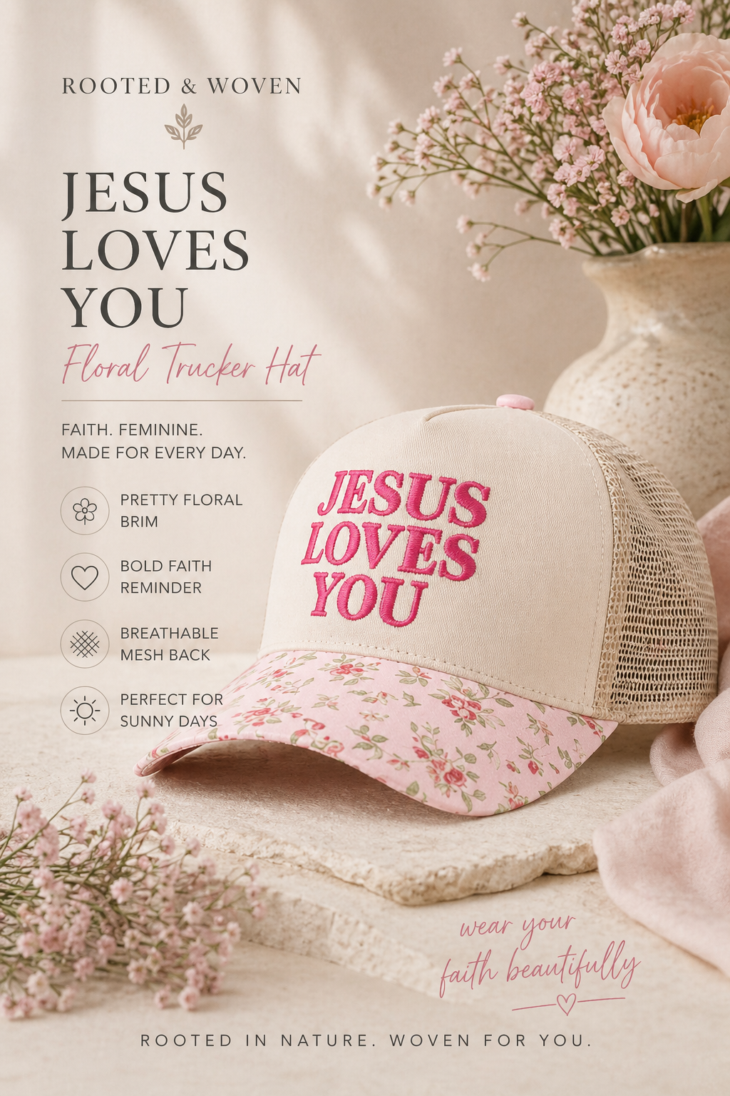 Jesus Loves You Two Tone Mesh Snapback Hat