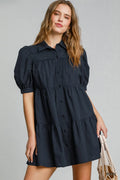 Navy Button Dress
