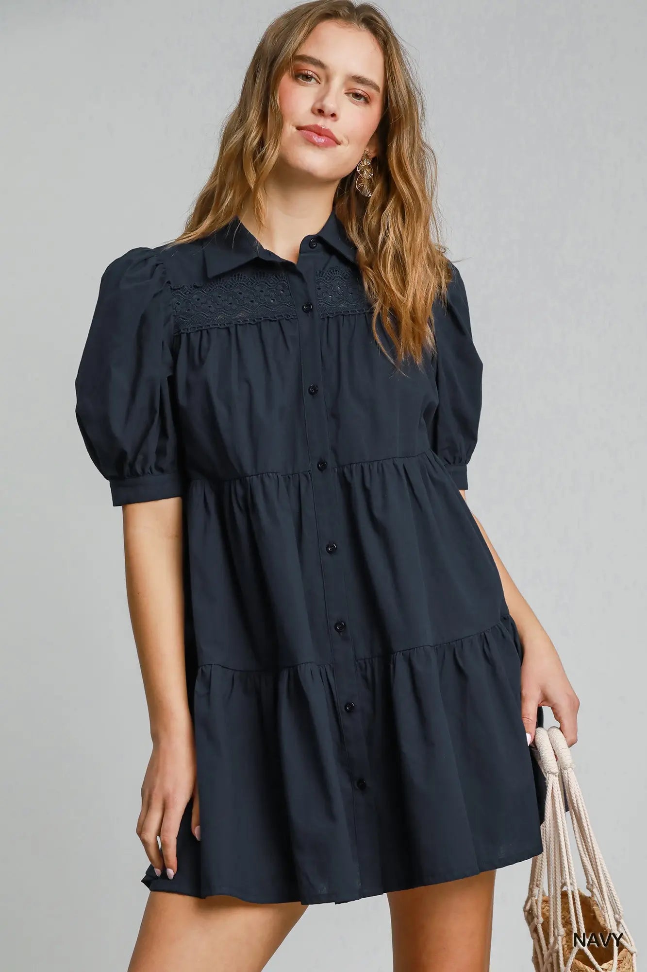Navy Button Dress