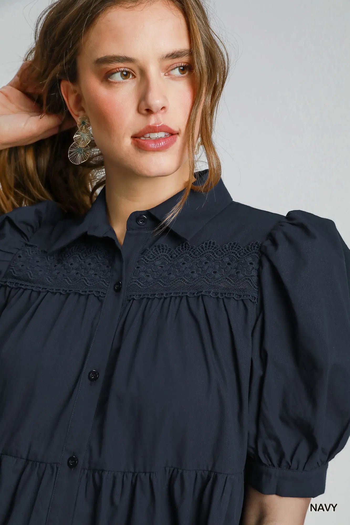 Navy Button Dress