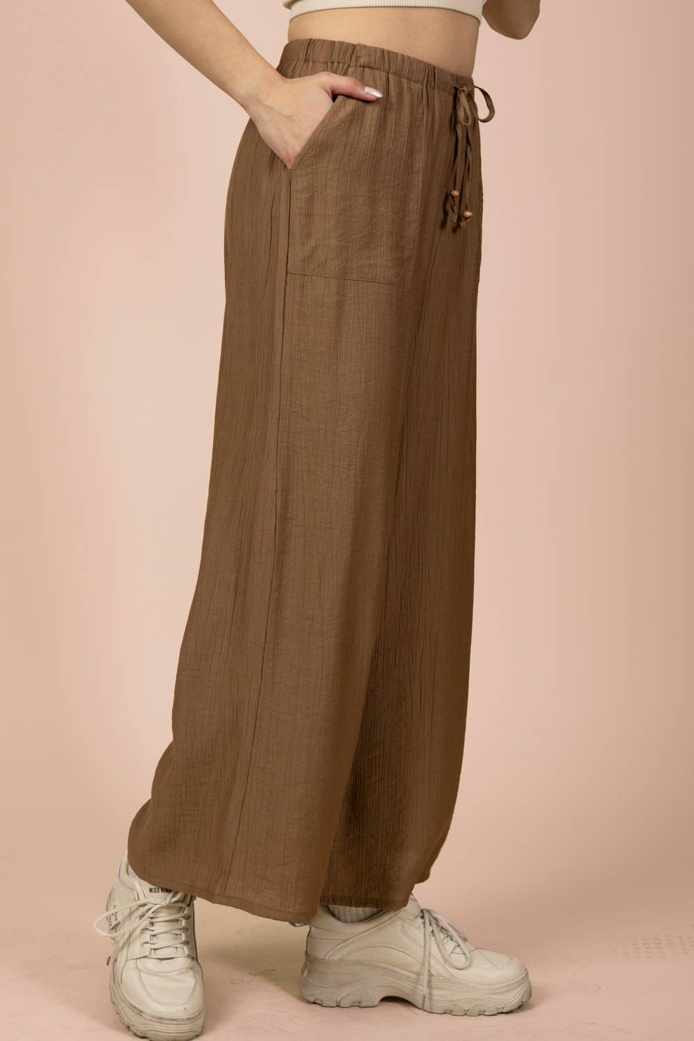 NP71047-Wide Leg Woven Pants