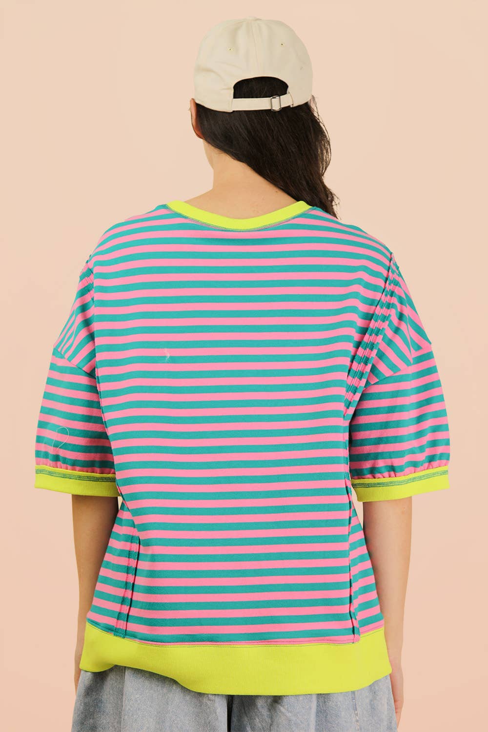 NT12481-Oversized Stripe Casual Knit Top