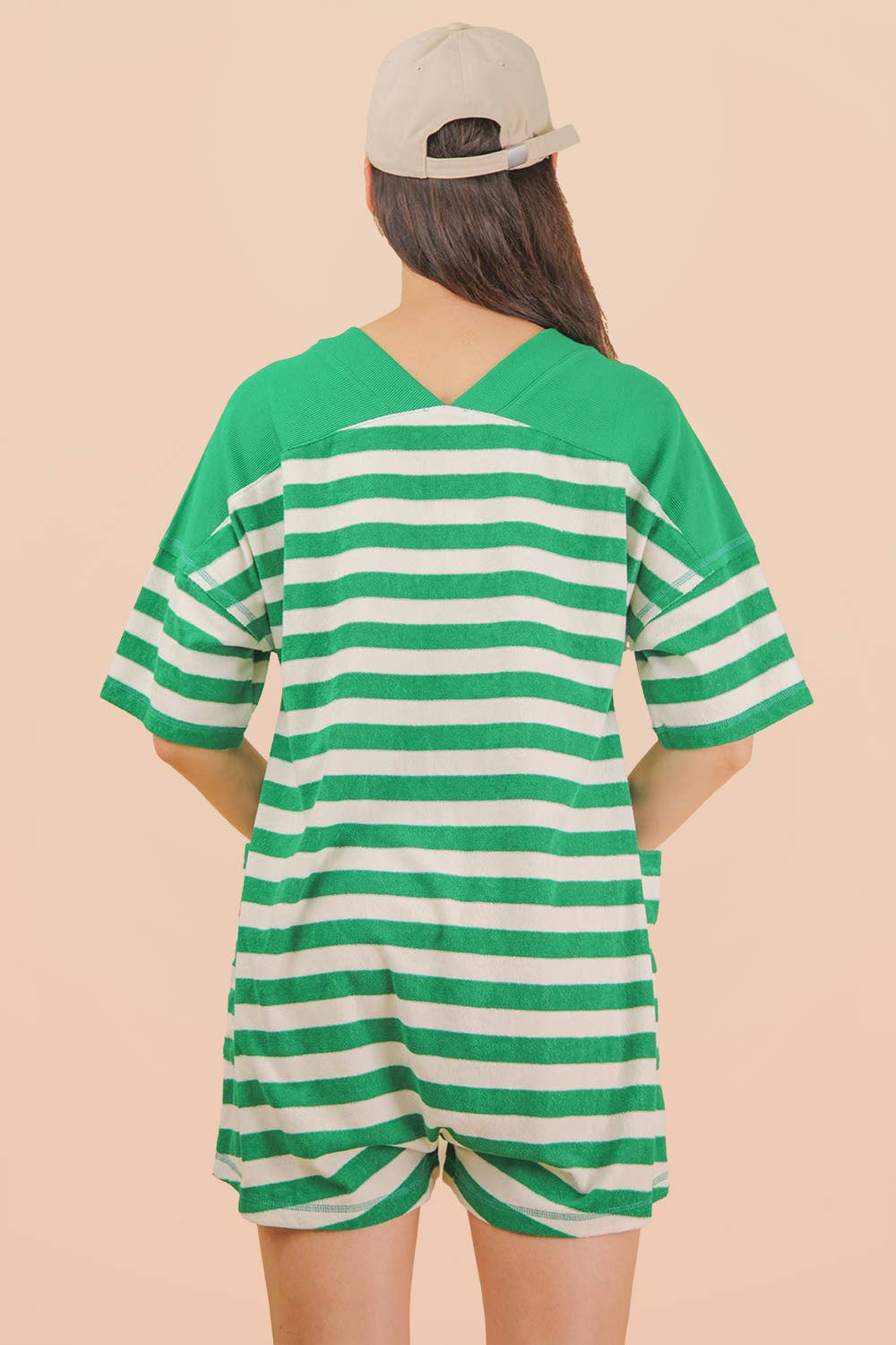 NP70994-Stripe Casual Knit Romper